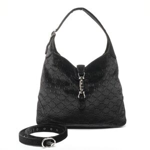 Gucci New Jackie Velvet One-Shoulder Bag in Black with Silver Hardware